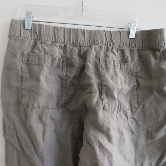 J. JILL PURE JILL 100% Linen Trapunto Stitched Cropped Pants in Green Lagenlook - Picture 10 of 14